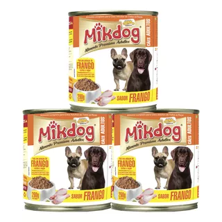 Alimento Húmedo En Lata Para Perros Mikdog Pack X3 Otec