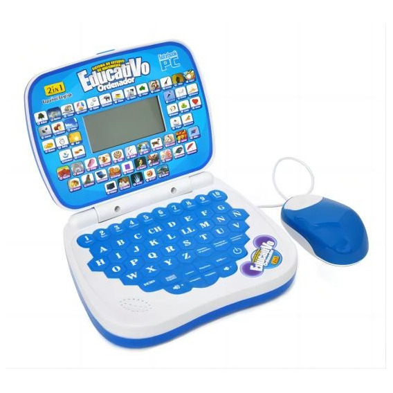 Laptop De Juguete Didáctica Educativa 2 Idiomas Con Pantalla Color Azul