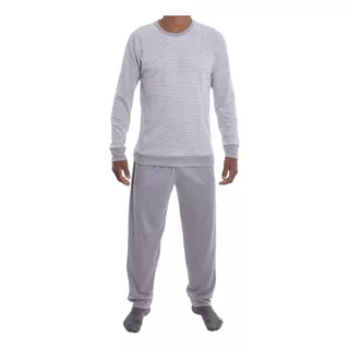 Pijama Masculino Adulto Inverno Manga Longa Fechado Quente