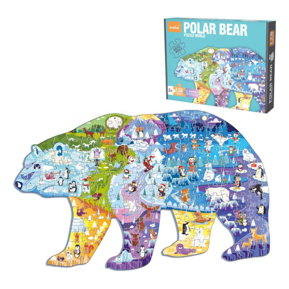 Puzzle Artico Con Forma De Oso Polar 128 Piezas