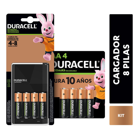 Pack Cargador Duracell +8 Pilas Aa Recargables