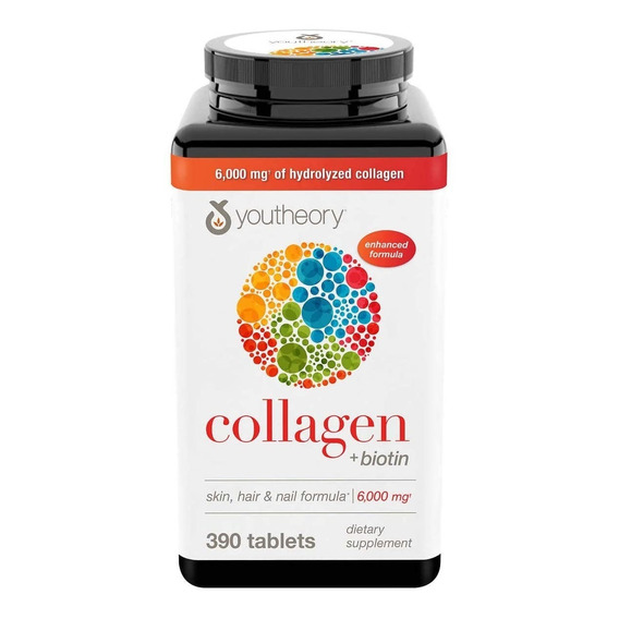 Colageno Hidrolizado Youtheory 390 Pastillas  Collagen Usa