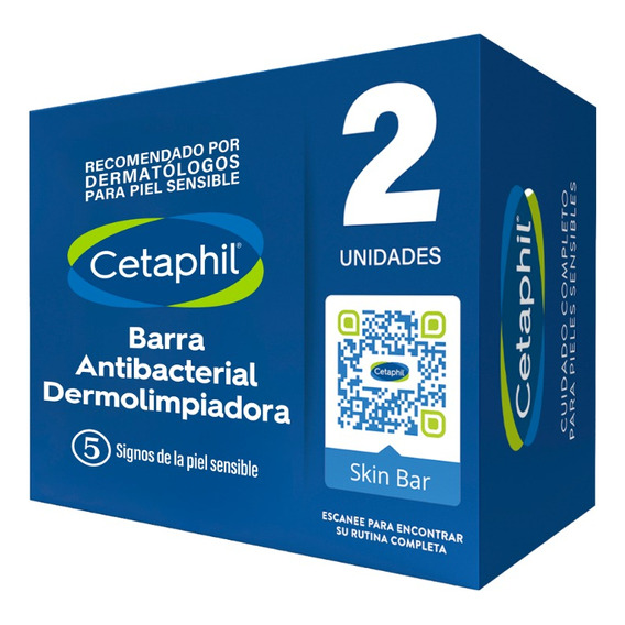 Pack 2 Barra Antibacterial Dermolimpiadora Cetaphil 127g Cu 