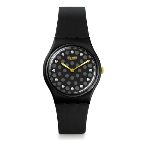 Reloj Swatch Sparkle Night De Silicona Para Mujer Ss Color De La Malla Negro Color Del Bisel Negro Color Del Fondo Negro