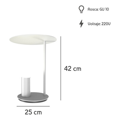 Lampara Velador Reflex De Mesa Blanco Difusor Led Deco Lk