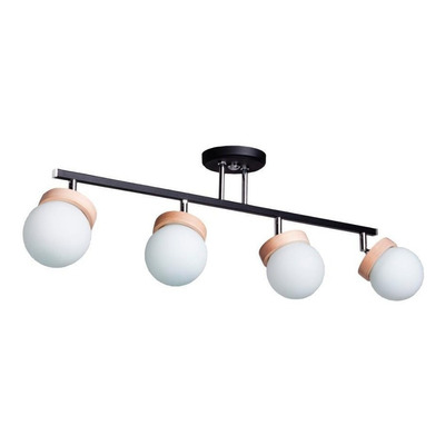 Aplique Sistema 4 Luces Elyn Blanco Madera Globo Opal G9