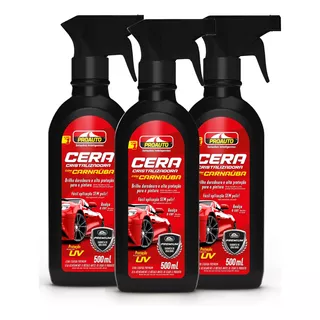 Kit 3 Cera Liquida Proauto Super Brilho C/ Gatilho 500ml