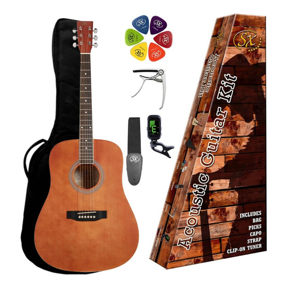 Pack Guitarra Acústica Sx Sd104kbr Con Funda Correa Afinador