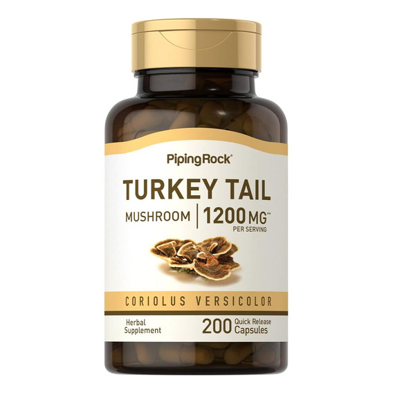 Turkey Tail Mushroom, 1200 Mg X 200 Capsules Piping Rock Sabor Neutro