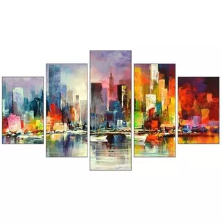 Cuadro Decorativo Moderno Ciudad Abstracta  125cm Por 70cm 