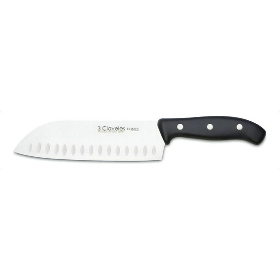 Cuchillo 3 Claveles Santoku 18 Cm Domus Acero Inoxidable Color Negro