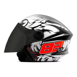 Capacete Moto Aberto New Liberty Three Gp 88 Viseira Fumê