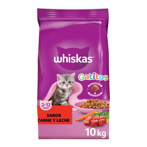 Alimento Whiskas Gatos Filhotes para gato de temprana edad sabor carne y leche en bolsa de 10 kg