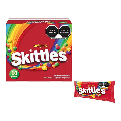 Caja X 10 Sobres Caramelo Suave Original Skittles 544g