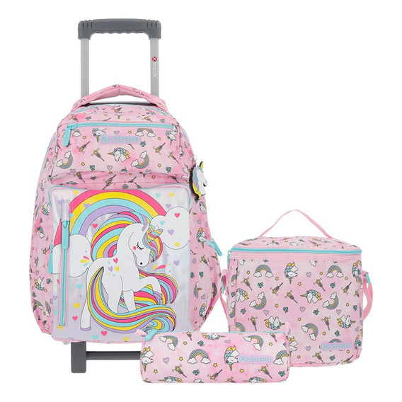 Mochila Xtrem New Run Pack 4xt Tie Dye Unicorn Color Rosa Diseño de la tela Lisa