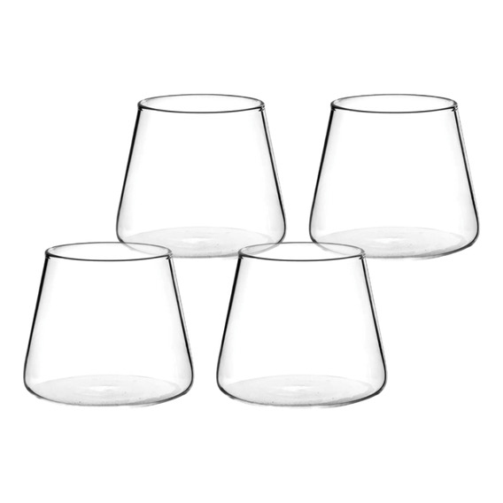 Pack 4 Vasos De Vidrio Estilo Japonés 320 Ml Simplit Color Transparente