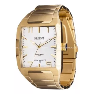 Relógio Orient Masculino Ggss1007 S2kx Dourado Quadrado Cor Do Fundo Prata