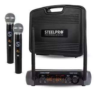Microfono Inalambrico Kit Steelpro Uhf-707 Profesional Color Negro