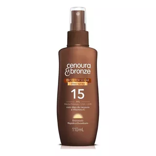 Óleo Bronzeador Spray Protetor Fps 15 110ml Cenoura E Bronze