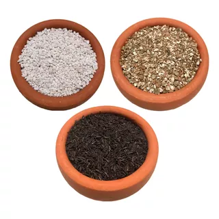 Kit Substrato Perlita + Vermiculita + Arroz Carbonizado 12 L