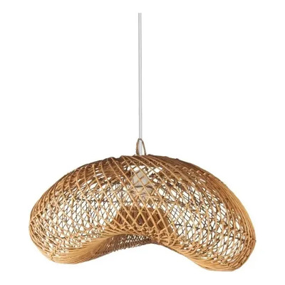 Colgante Deco Moderno De Ratán Cansu 55x26x44 Natural  Natural/cable Blanco