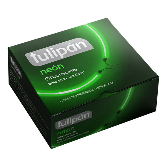 Oferta! 12 X3 Preservativos Tulipan Neon Brilla Oscuridad