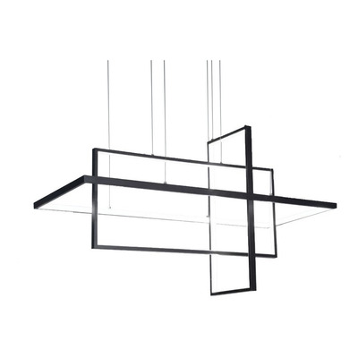 Colgante Led Rectangle 3d Negro 80w Deco Moderno Premium Gmg