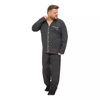 Pijama Masc Plus Size Aberto Botão Evanilda 0015 Tm G1 G2 G3