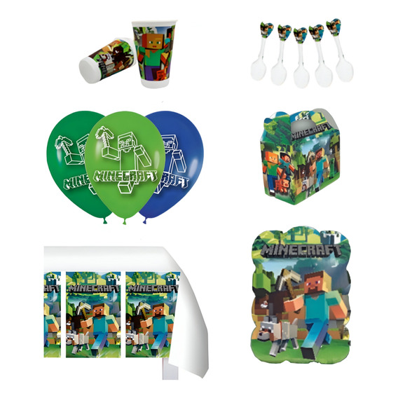 Kit Infantil Decoración Personalizado - Minecraft X 24 Inv