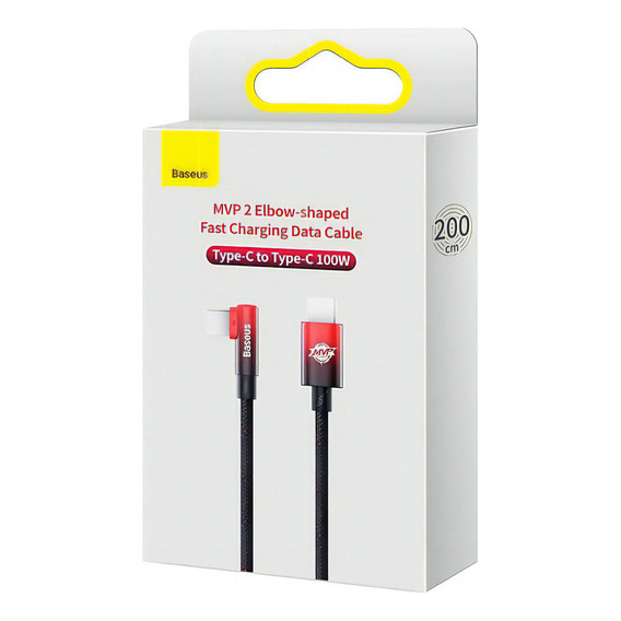 Cable 100 Carga Rápida 100w Baseus Tipo C - Tipo C 2 Metros Color Rojo