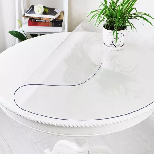 Protector de mesa transparente para mesas de comedor, mantel de PVC  transparente impermeable, protector de vidrio para café, grosor de 0.059 in  (color