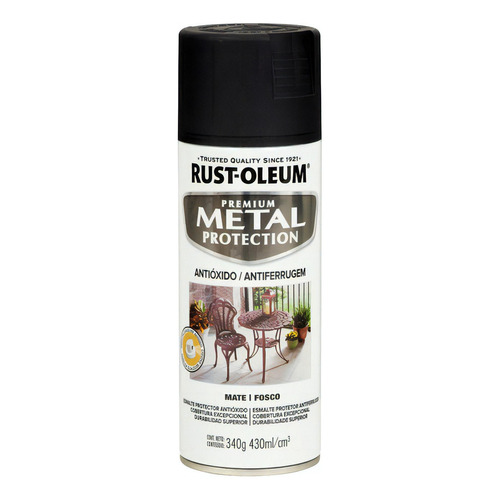 Pintura Aerosol Antióxido Metal Protection 340 Gr Rust Oleum Color Negro Mate