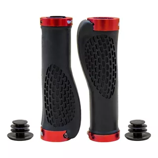 Manopla Gta Com Anel De Trava 130mm Confort Anatomica Mtb Cor Preto E Vermelho