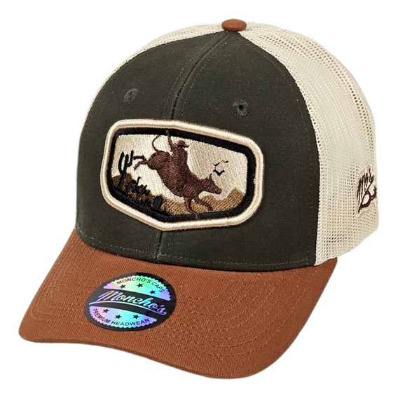 Gorra Vaquera De Malla Bordada 3d Monta Toro Monchos Caps