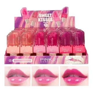 24 Lip Gloss Sweet Kisses Cs3690 - Kit Pink21 Atacado