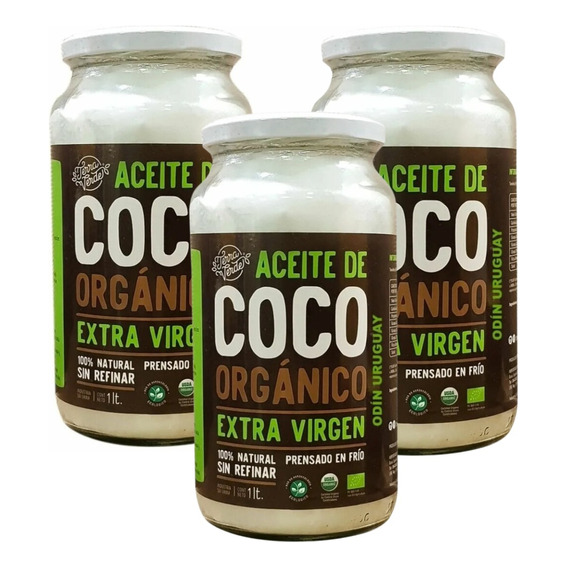 Aceite De Coco Orgánico Extra Virgen 1lt Terra Verde (x3uni)