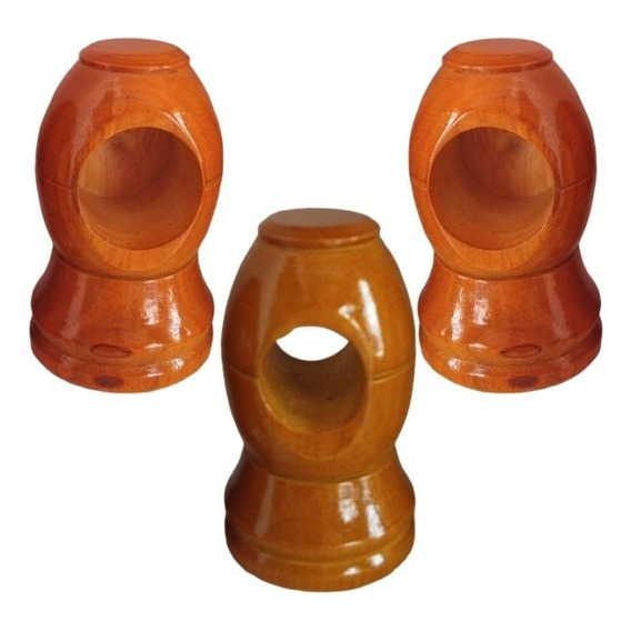 Soporte Bolillero Sencillo Para Cortina Madera Miel Juego