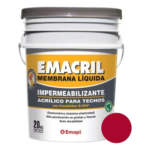 Membrana Liquida Impermeabilizante Acrilico Emacril 20 Kg Color Rojo