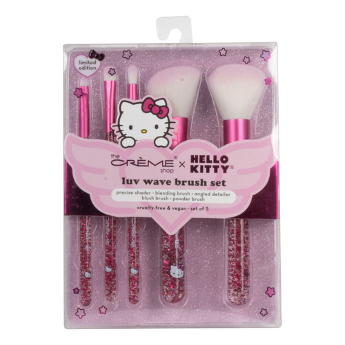 Set De 5 Brochas Sanrio Hello Kitty X The Creme Shop Suaves Color Rosa