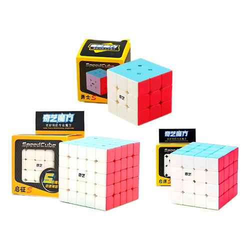 Combo Cubo Rubik Qiyi Stickerless Speed 3x3, 4x4 Y 5x5