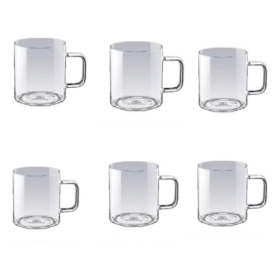 Set De 6 Tazas 250 Ml Vidrio Ingles Thermo Glass