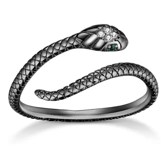 Anillo Ajustable Diseño De Serpiente En Plata Para Mujer