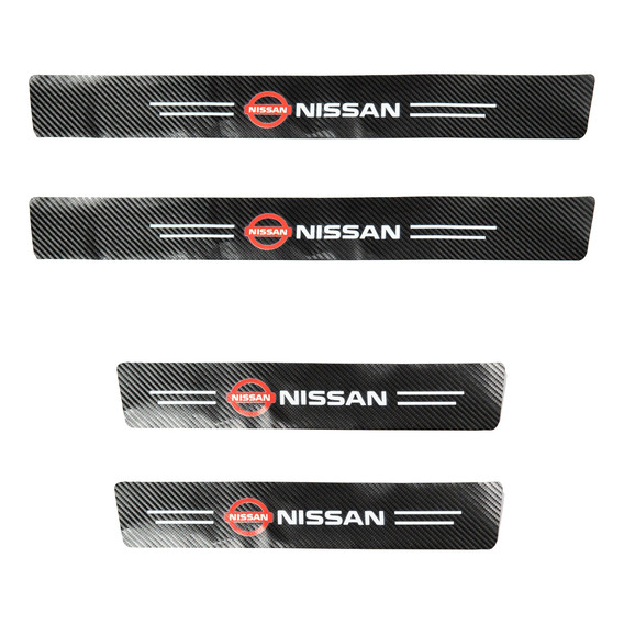 Zócalos Protector Puerta Auto Fibra Carbono Logo Nissan