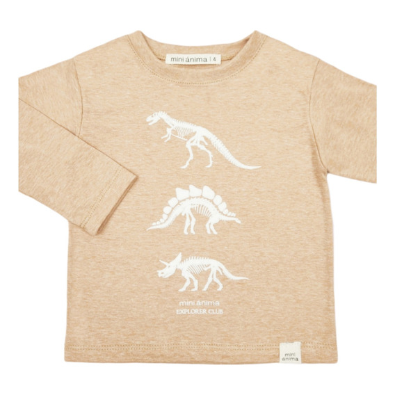 Remera Explorer Mini Anima Manga Larga Bebe Kids Camel