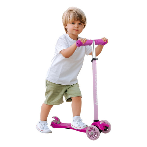 Scooter Infantil Ajustable Patín De 3 Ruedas Para Niños Color Rosa Mbsb01
