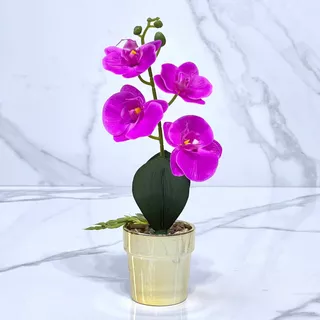 Planta Orquídea Artificial Maceta Cerámica Alto 33cm