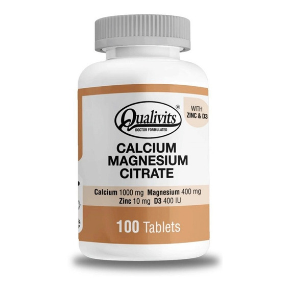 Qualivits® Calcio + Magnesio + Zinc + Vit D3 | 100 Tabletas Sabor Sin Sabor