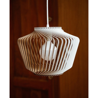 Lampara Colgante 1 Luz Bombay Blanco Madera Deco Apto E27 Ln