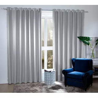 Mc Cortinas Cortina Corta Luz Blackout De Tecido 4,00 X 2,60 Sala Cor Cinza