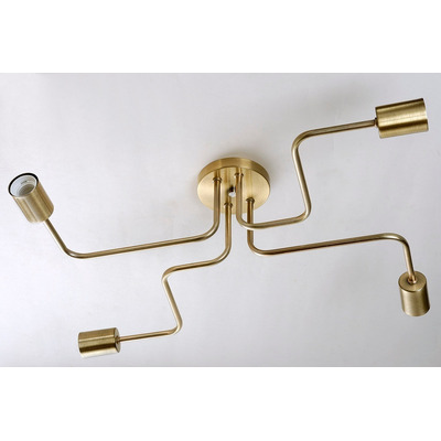 Araña 6 Luces Dorada Brazos Oro Tendencia Apto Led E-27 Fz Dorado